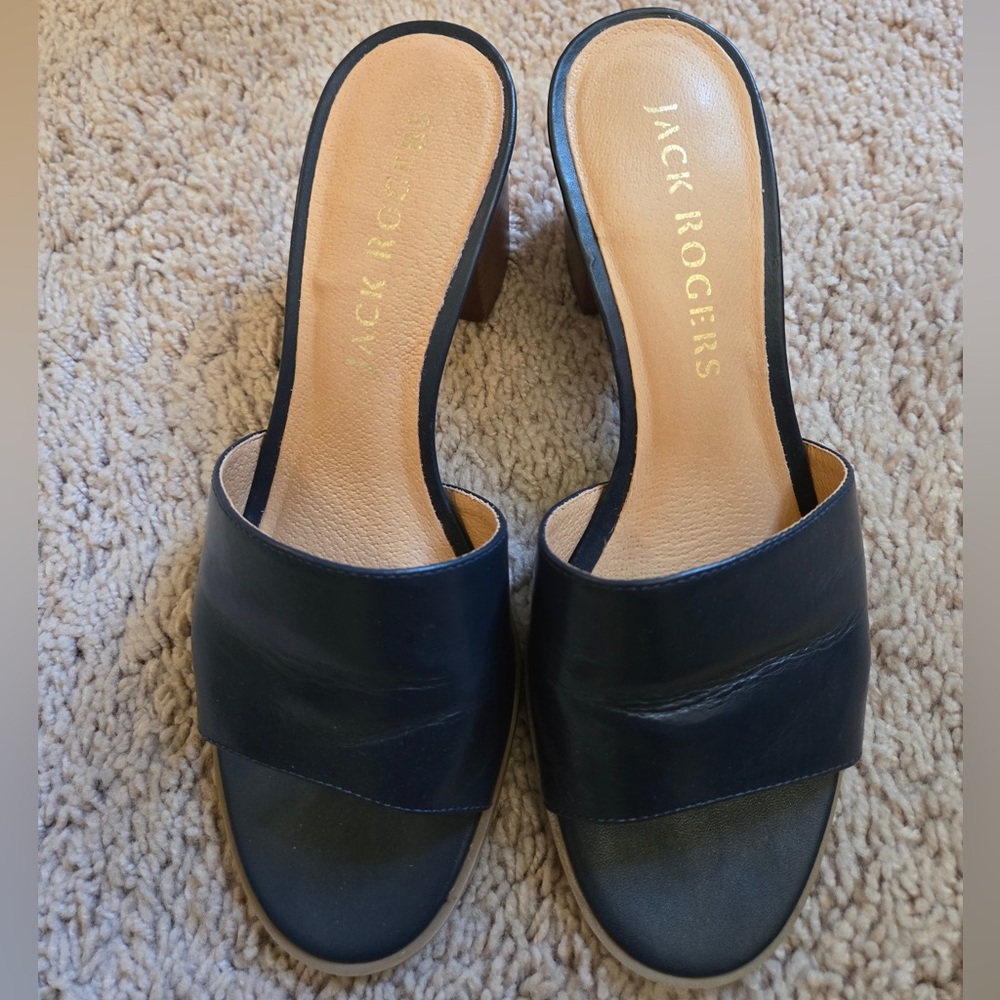 Jack Rogers Black Mules with Minimalist Design